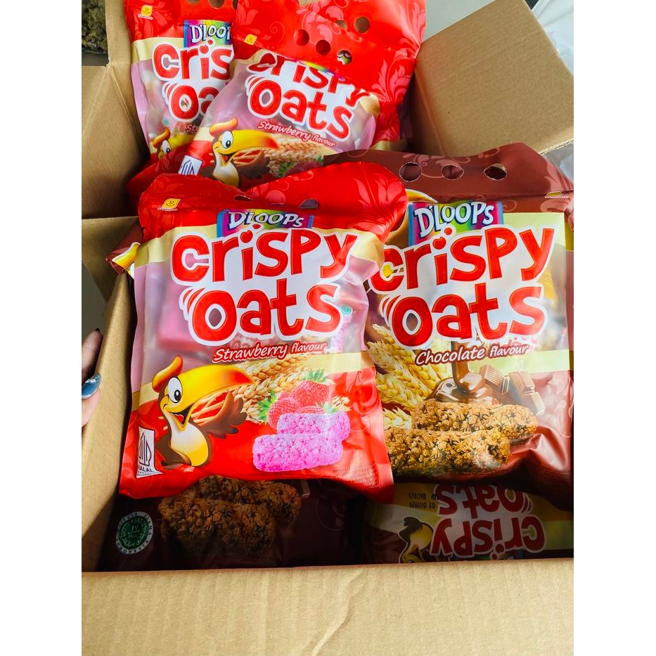 

JTTOP" 20PCS DLOOPS CRISPY OATS KEMASAN KANTONG / CRISPY OAT RASA STRAWBERRY DAN COKLAT / DLOOPS