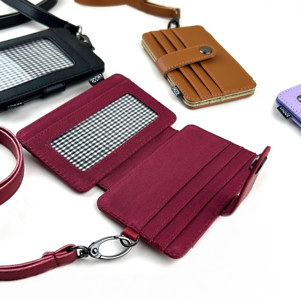 

Id card holder kulit imitasi name tag gantung dompet kartu kalung pria wanita