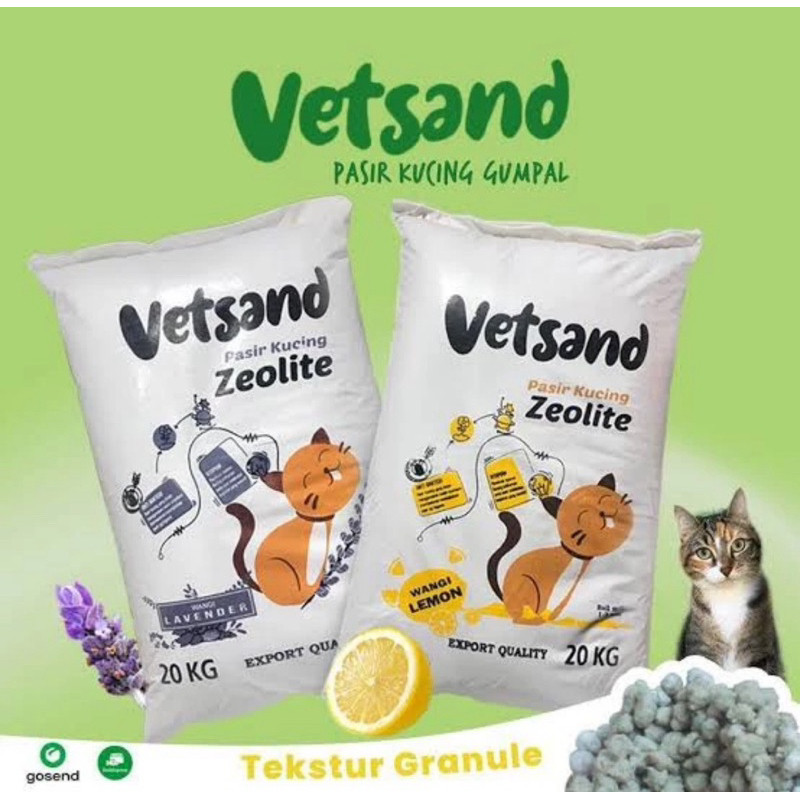 VETSAND Pasir Granule Zeolit Wangi 25L Litters All Varian Cat Litter Glumping Aroma Scoop Flush Oror