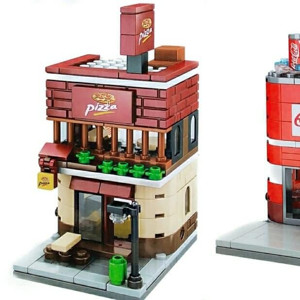 Sembo Block Pizza Store Lego Brick City Block Mainan Lego