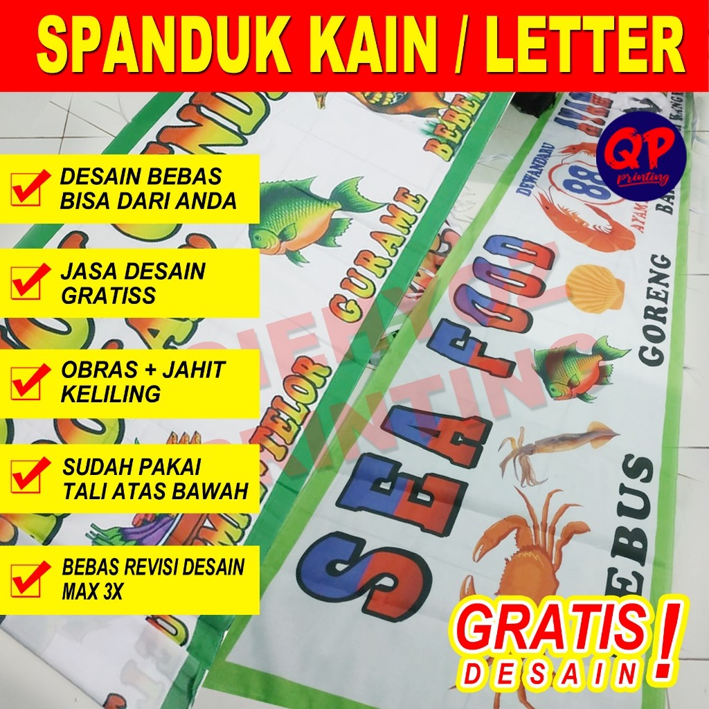 viral Spanduk Kain Pecel Lele/Spanduk Nasi Goreng/Sari Laut/Soto Lamongan/Bubur Ayam Dlll