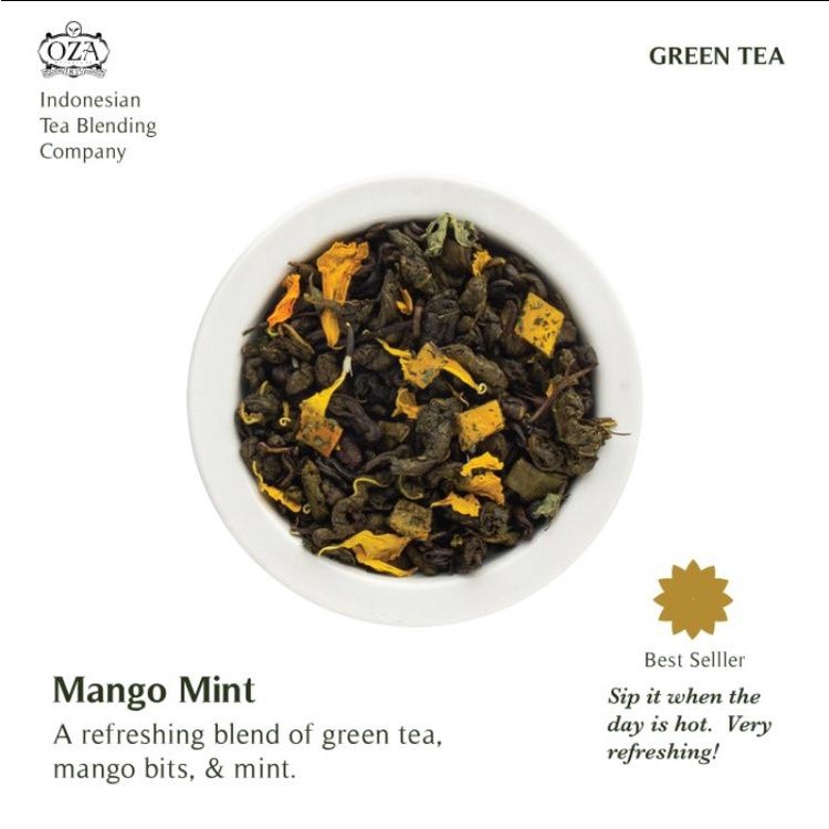 

OZA Tea - Mango Mint Artisan Tea - Green Tea Specialty Grade Teh Hijau Premium 40 gram (20 cups)