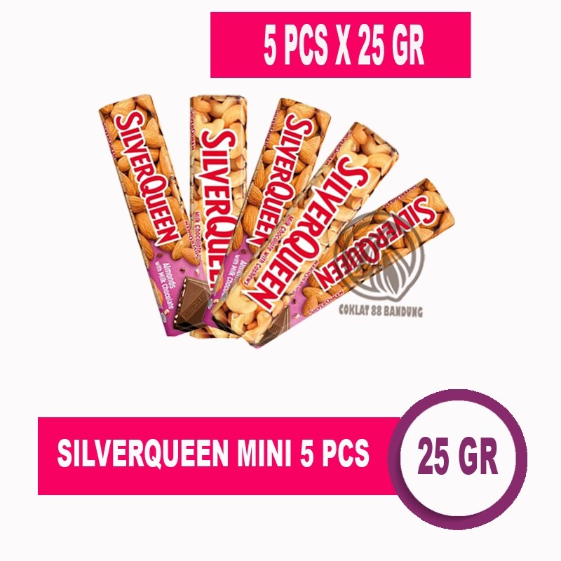 

SILVERQUEEN 25GR ISI 5 PCS, SILVERQUEEN CHUNKY BAR 30GR MEDE ALMOND, COKLAT SILVER QUEEN CHUNKY BAR