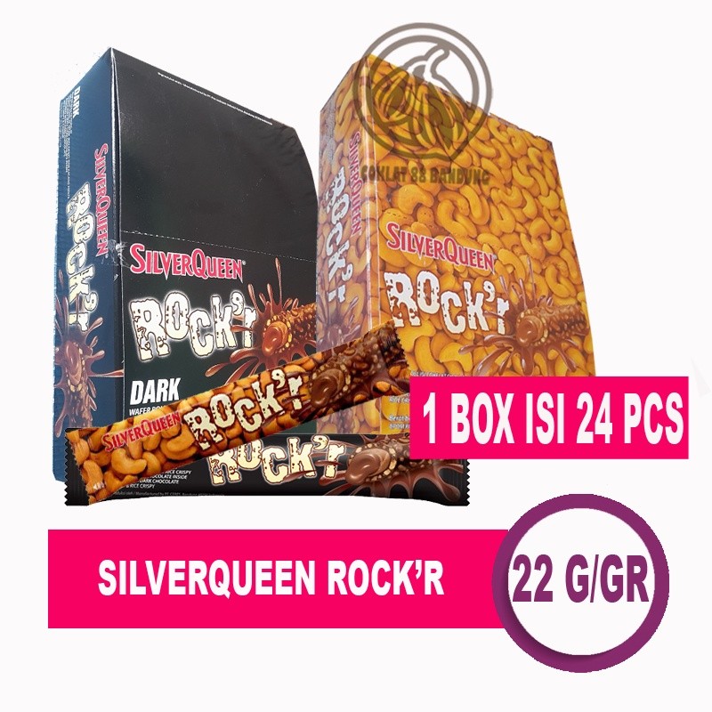 

SILVERQUEEN ROCKR BOX 24 PCS X 22GR, SILVER QUEEN ROCK'R 22 GRAM DARK MILK COKLAT 1 DUS 24 PCS 22 GR