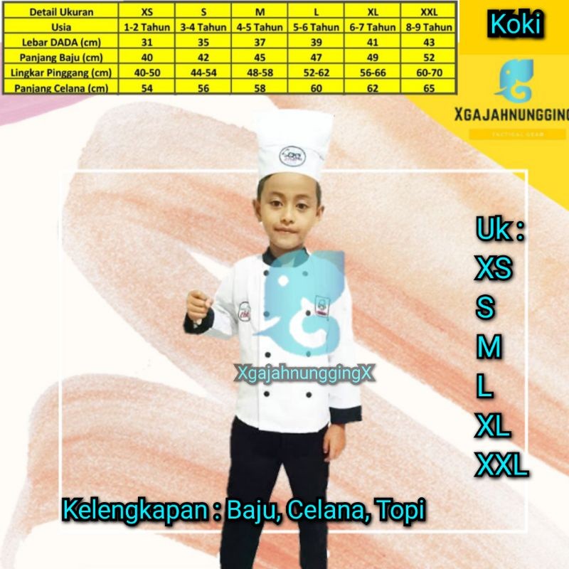 Seragam Kostum Baju Koki Anak Kostum Koki Anak Karnaval 17 Agustusan Berkualitas Murah Bandung