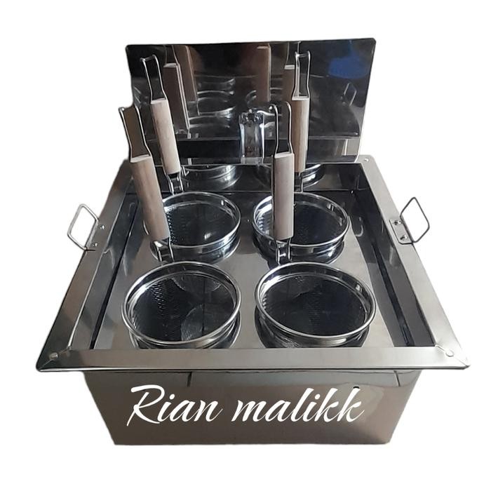 1SET DANDANG MIE AYAM KOTAK 4 LUBANG TONG MIE AYAM KOTAK + 4 SARINGAN