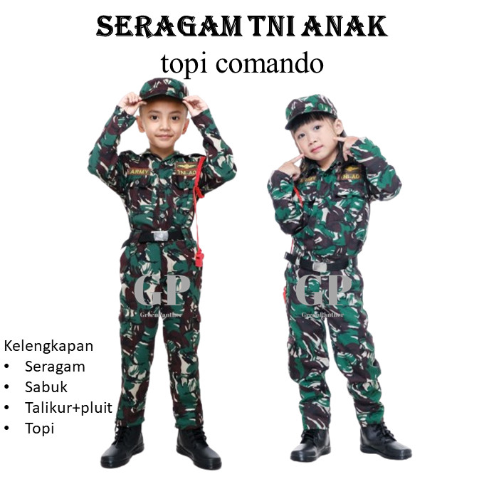 RB223 BAJU SERAGAM PDL TNI ANAK LAKI LAKI PEREMPUAN COWOK CEWE LORENG ARMY KOSTUM PROFESI SERAGAM