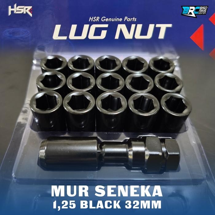 Mur Lug Nut Seneka 1,5/1,25 Hitam isi 16 pcs untuk Semua Tipe Mobil
