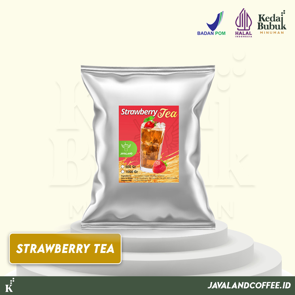 

Javaland Bubuk Minuman Rasa Strawberry Tea / Teh 1Kg - Regular Plain Es Teh Bubble Powder Drink Boba