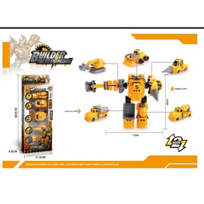 SALE MAINAN ANAK EDUKASI BONGKAR PASANG ROBOT GABUNGAN 5 MOBIL JAD