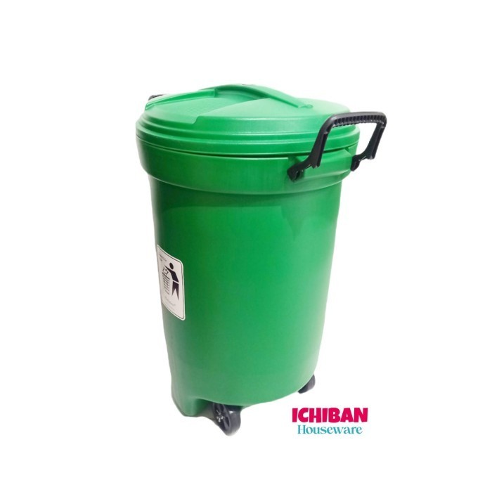 Tahan Lama Tong Bak Sampah Jumbo + Tutup + Roda Astro / Tong Sampah Besar 120 Ltr Plastik / Tong