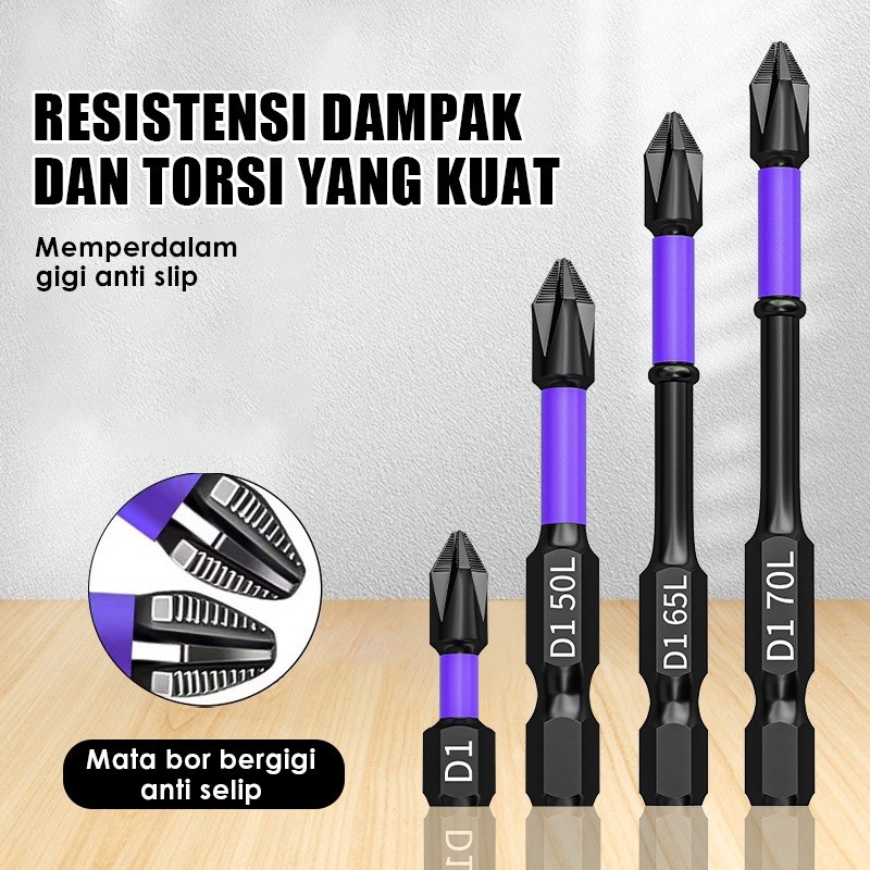 6pcs Mata bor Obeng Magnetik Set kepala mata obeng set Baja 1/4 Inci Bit 25-150mm Set Mata Obeng