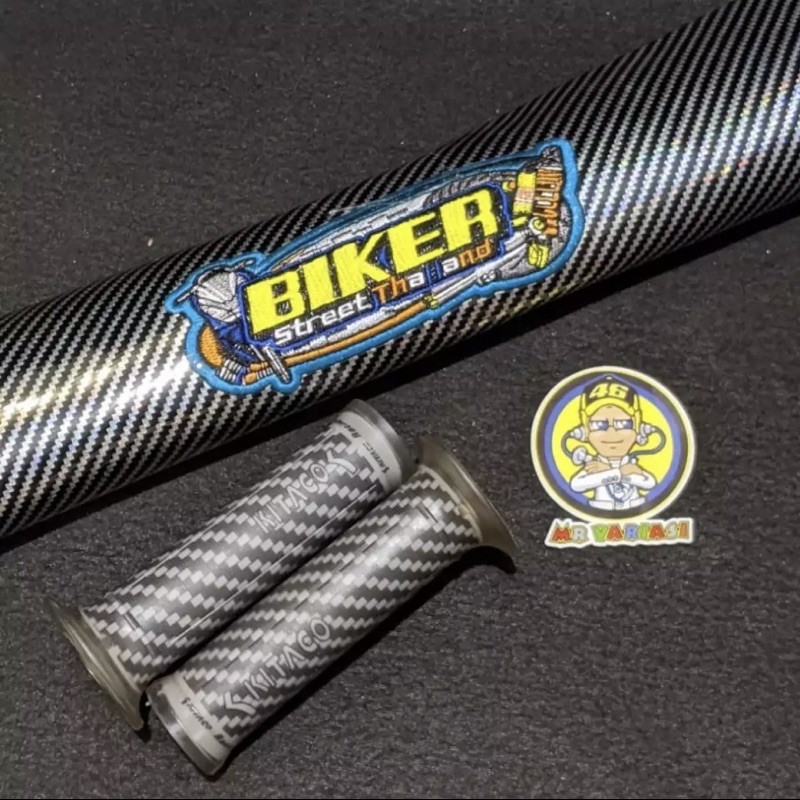 Disc Kulit Jok Carbon + Handgrip / Sarung Jok + Grip / Biker Universal Thailook
