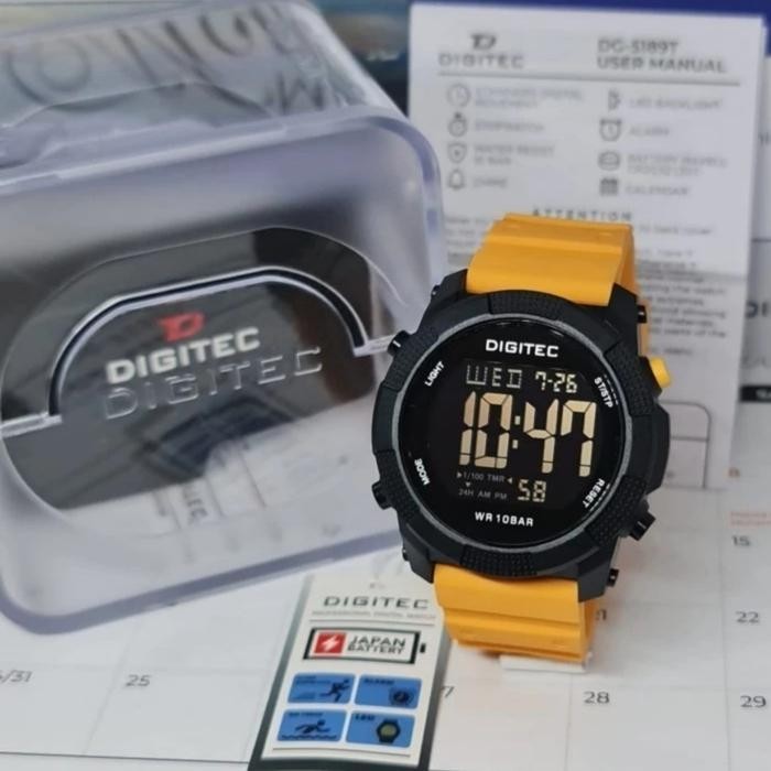 Jam Tangan Digitec Pria Dg5189 Digital Rubber Kuning Original 5189T