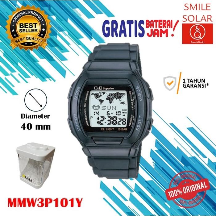 Jam Tangan Data Bank Pria Casual Original Q&Q Qnq Qq Mmw3P101Y