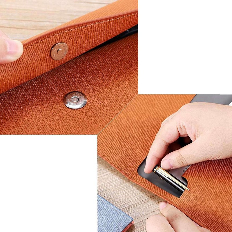 

2X PU Leather A4 File Folder Document Holder Waterproof Portfolio Envelope Folder Case With Snap Closure(Brown)