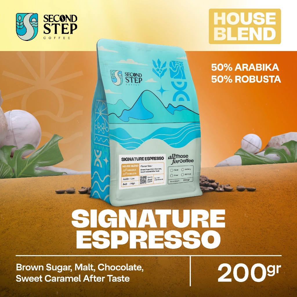 

Biji Kopi Bubuk Espresso Blend Signature Coffee Roast Beans 200gr Coffe