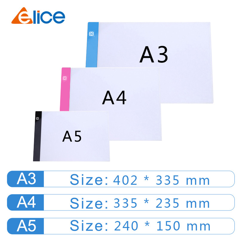 Elice A3 A4 A5 ultra thin LED Drawing Digital Graphics Pad USB LED Light pad drawing tablet Electron