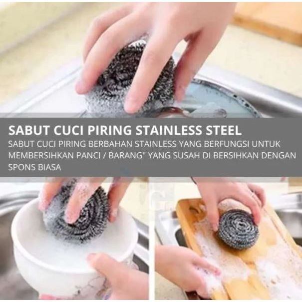 (12pcs) Spon Kawat Stainless / Sabut Cuci Piring Premium Quality / Sabut Besi 40gr