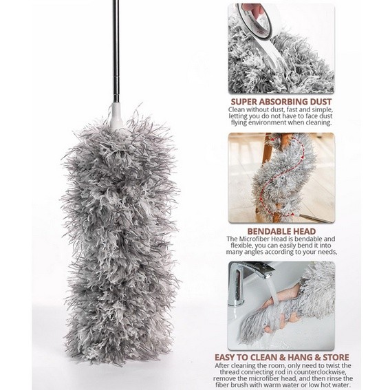 Kemoceng Microfiber magnet Debu Panjang 280cm Kemoceng Adjustable Extendable Bisa Ditekuk Kemoceng