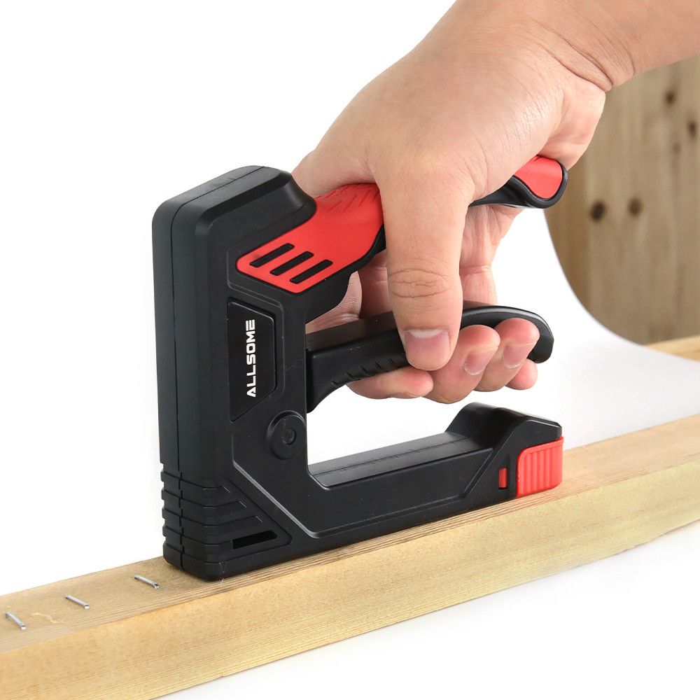 Allsome 2 in 1 Stapler Gun with 400 Staples, Upholstery Staple Gun Heavy Duty, Manual Brad Nailer Po