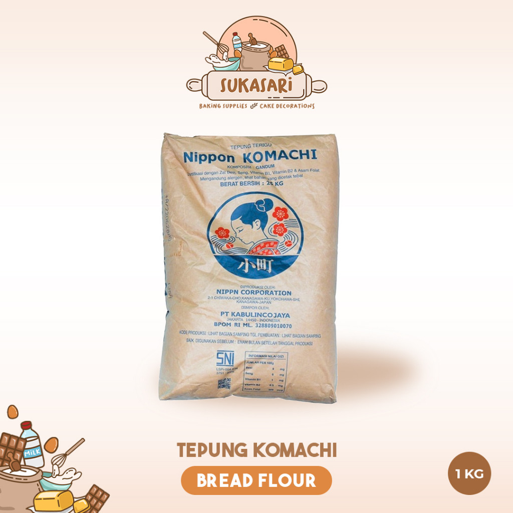 

Sukasari - Tepung Komachi 1kg Repack / Bread Flour Tepung Terigu