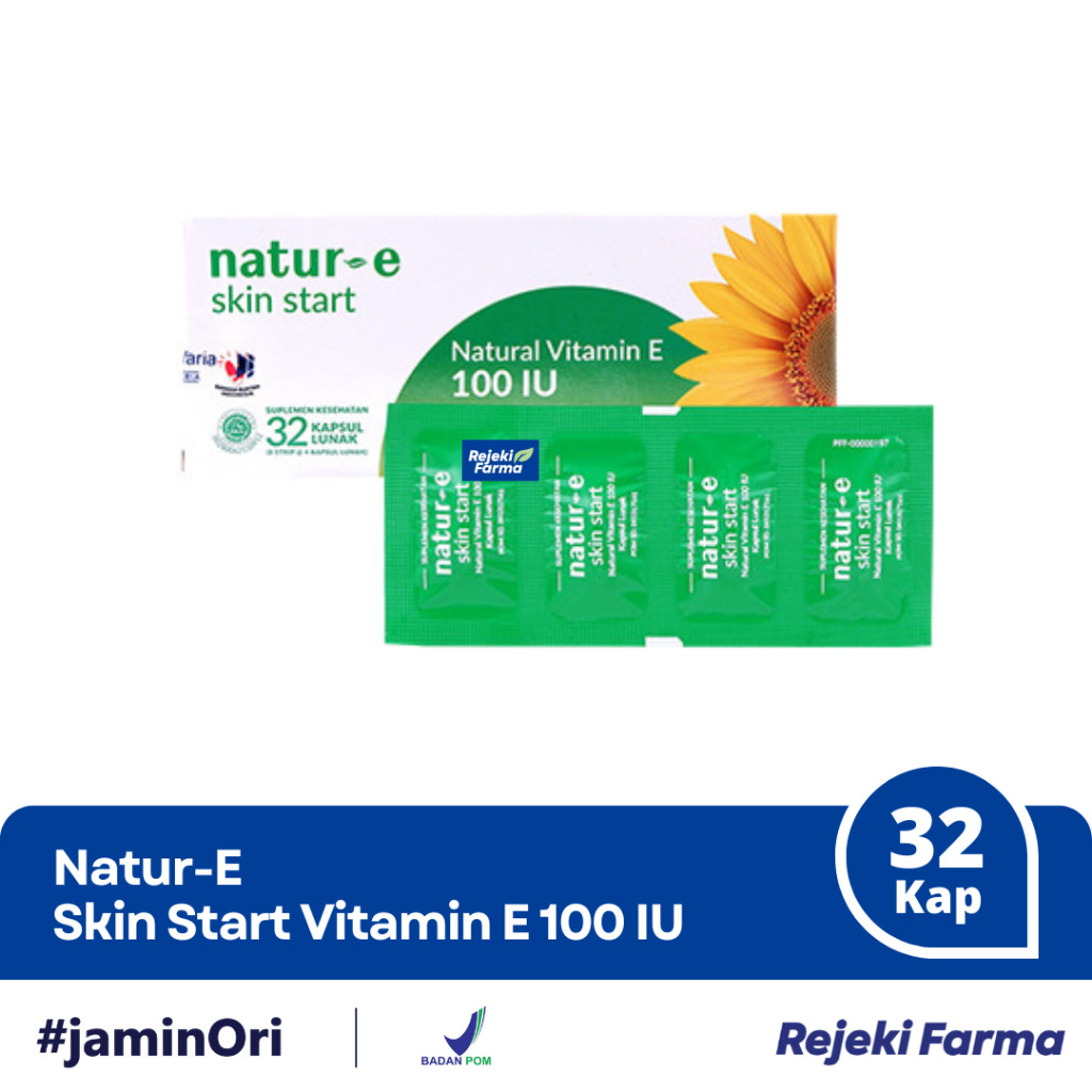 Natur-E Skin Start Vitamin E 100 IU Isi 32 Kapsul Lunak - Vitamin Vit E 100IU Hijau