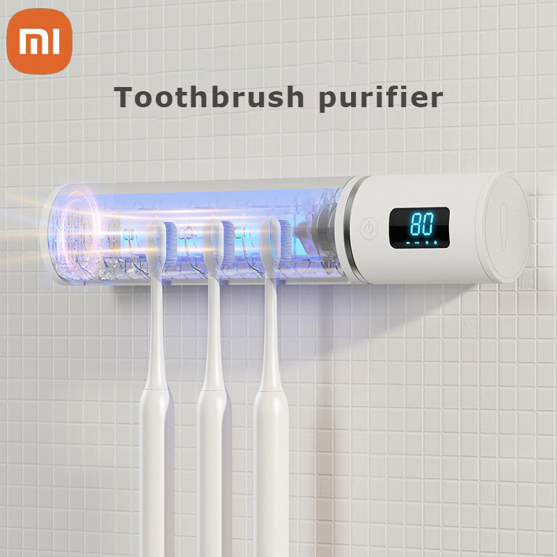 Xiaom Tempat Sterilisasi Sikat Gigi Elektrik UV Tempat Dudukan Dinding Induksi Otomatis Aksesori Kam