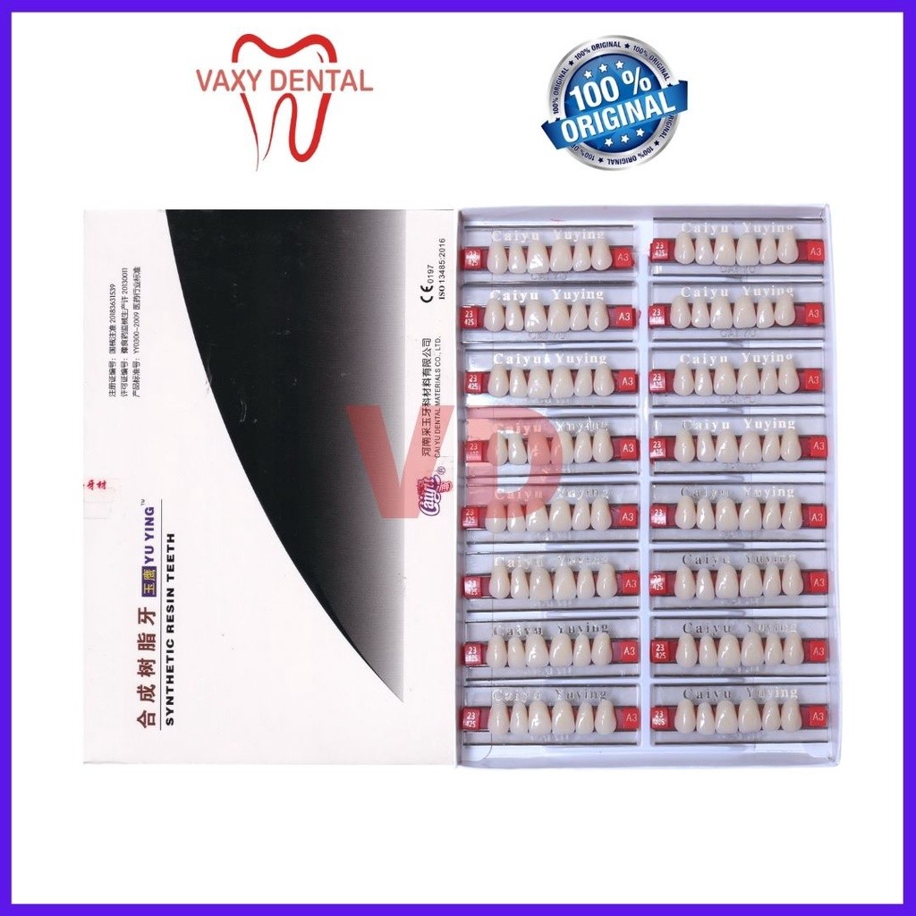 Gigi Caiyu Depan Atas 1 Box/Kotak/Dus Isi 16 Papan Gigi Palsu Merk Caiyu Yuying Cayu Anterior Upper