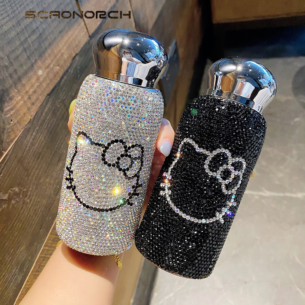 Botol Termos Gemerlap Termos Vakum Botol Air Mini Tumbler Gelas Terisolasi Termal Kucing Berlian Imi