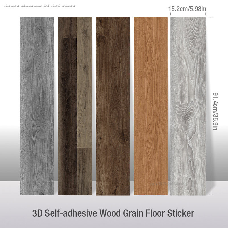 Stiker Lantai Biji Kayu Tebal 3D Wallpaper Tahan Air Berperekat Stiker Tahan Aus Ruangan Dekorasi Ru