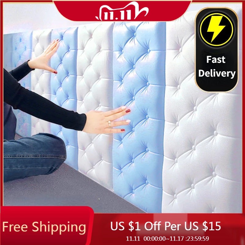 Stiker Dinding 3D DIY Busa Paket Lembut Panel Ubin Anti-tabrakan Dekorasi Kamar Anak-anak Kulit Taha