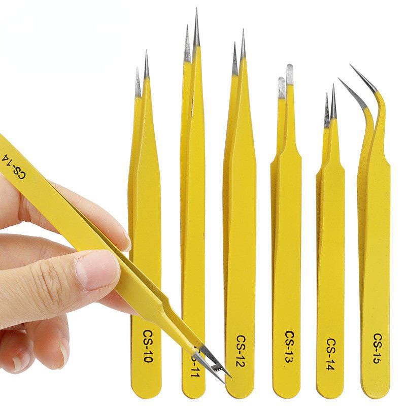 Pinset Industri Set Pinset Baja Tahan Karat Antistatis untuk Alat Tangan Perbaikan Ponsel Elektronik