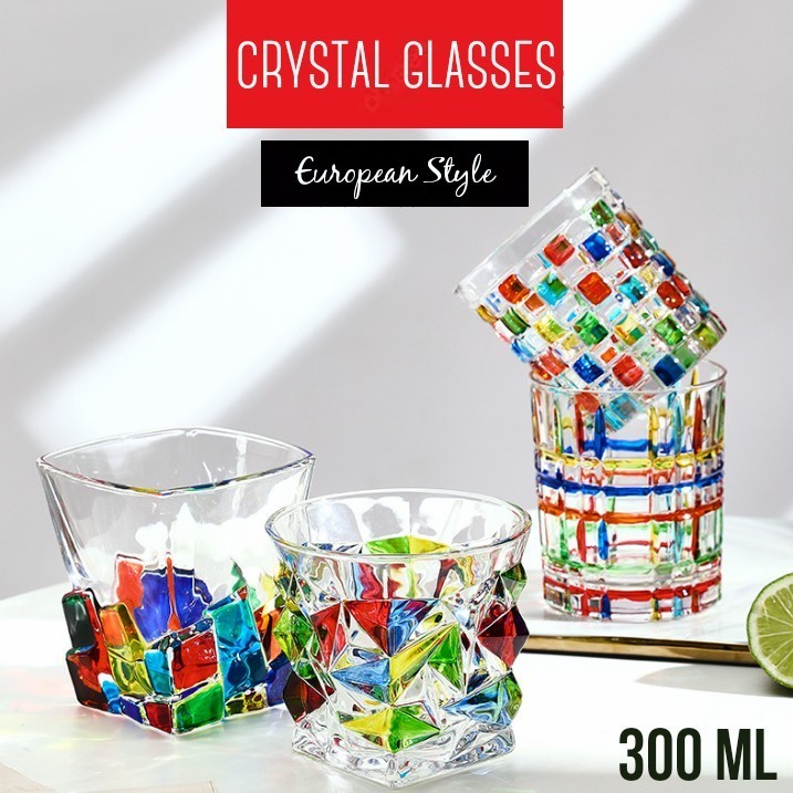 

300 ml European-style Crystal Glasses Hand Painted Gelas Style Eropa [PREMIUM]