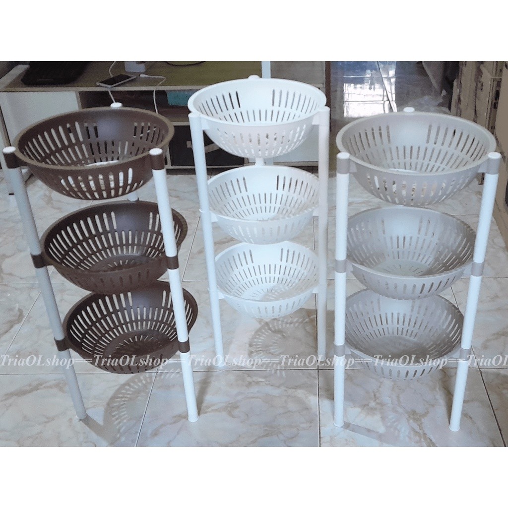 Ready Stock Rak Atlantik Serbaguna 3 Susun / Rak Atlantic Bawang Bumbu Dapur / Rak Buah Plastik Buah