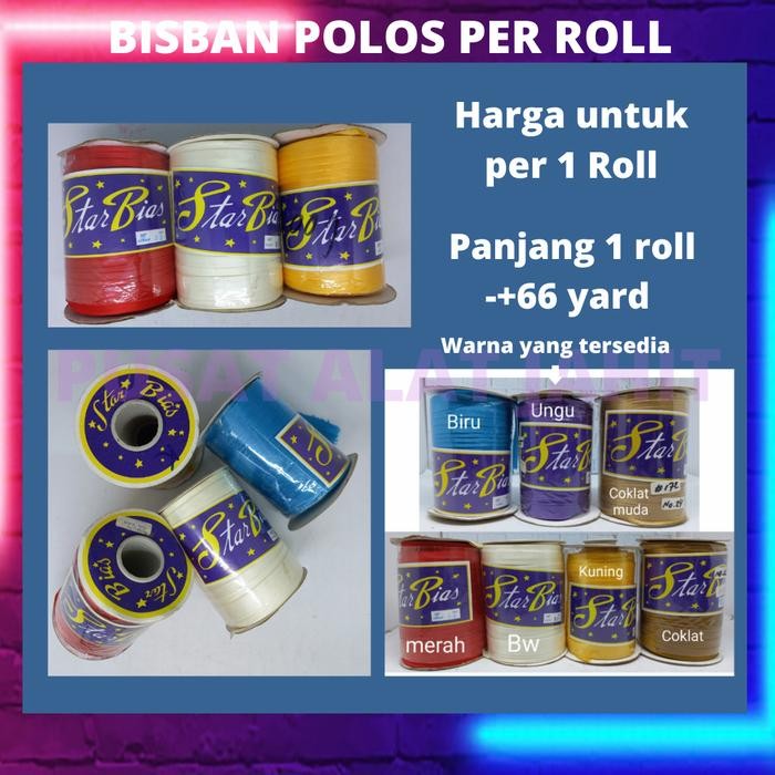 Pita Bisban Satin Polos Pelipit Lis Baju Pakaian Star Bias Per 1 Roll