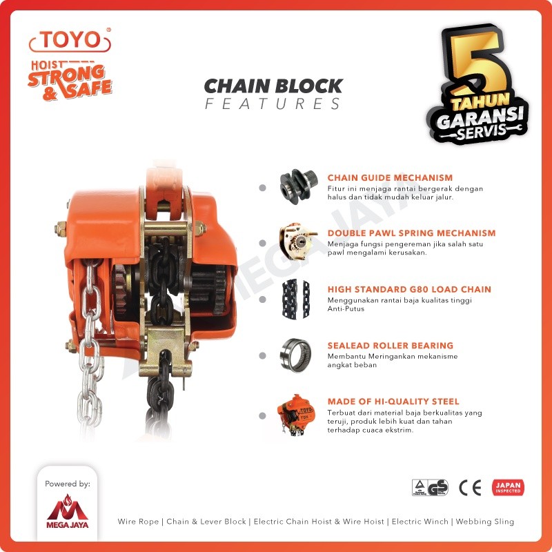 TOYO Chain Block / Takel 1 Ton x 3 Meter