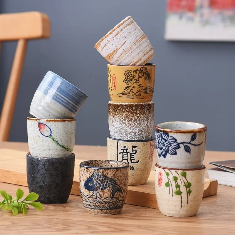 1Pcs 50ml Chinese Retro Ceramic Tea Cup Ceramic Mug Japanese Sake Cup Crockery Tea Cups Personal Sin