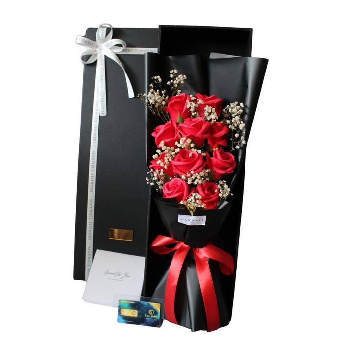 Hadiah Bunga Bouquet Buket Bunga Sabun Import Lampu Valentine Box Terlaris