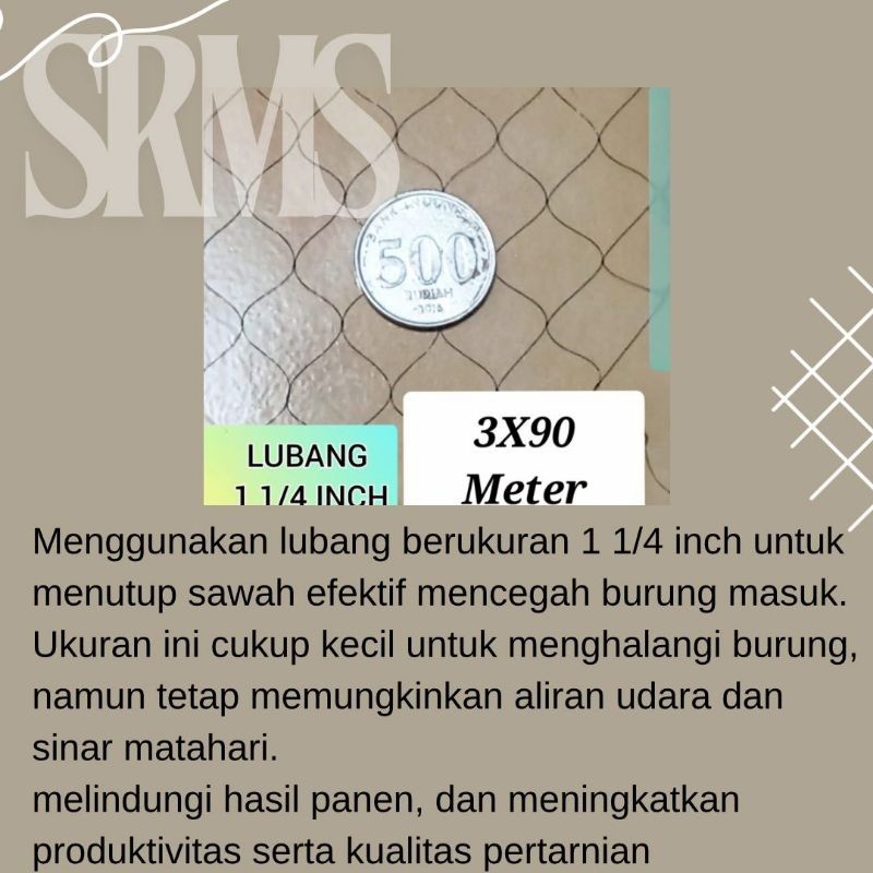 Fur Babies Jaring Burung 1 1/4 Inch 3X90 Meter / Jaring Burung Pipit Dan Emprit / Jaring Penutup