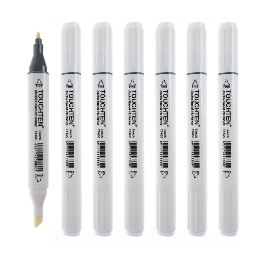 TOUCHTEN 0#/120# Colorless Blender Black Marker Alcoh Doub Head Sketch Brush Art Marker for Anime Ma