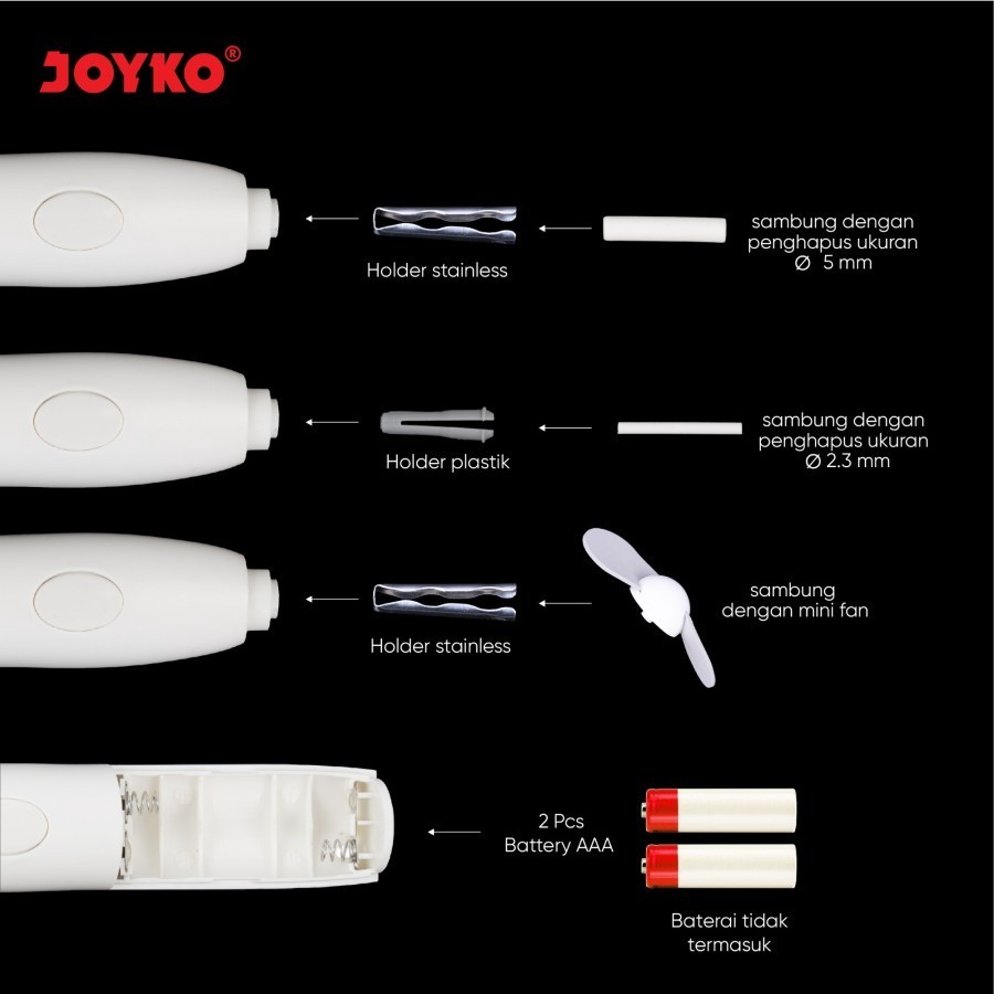 

Joyko Electric Eraser 2in1 ER-119E / Penghapus dan Kipas Elektrik Joyko Murah Berkualitas