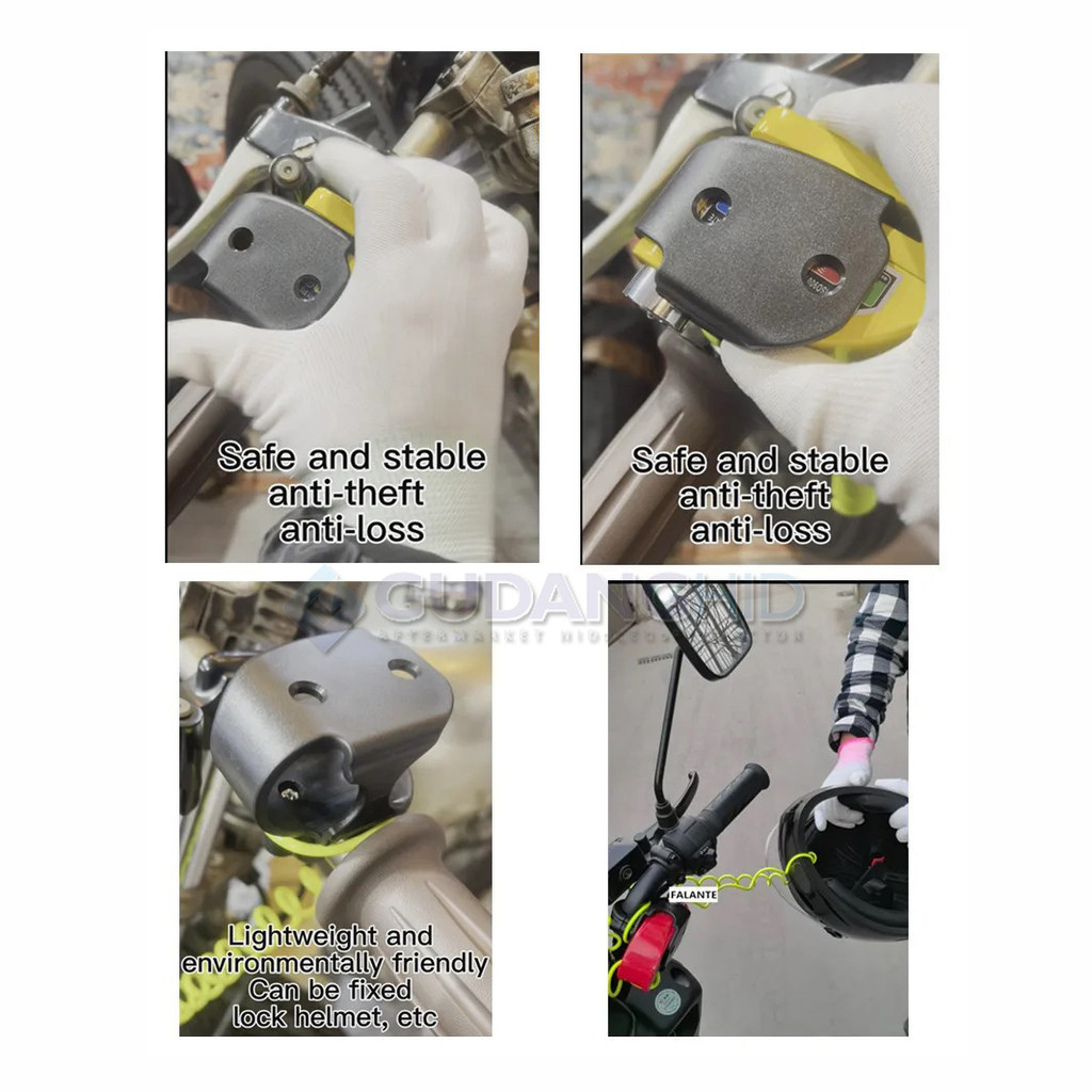 Gembok Alarm Anti Maling Cakram Kunci Alarm Motor Paket cket Kabel