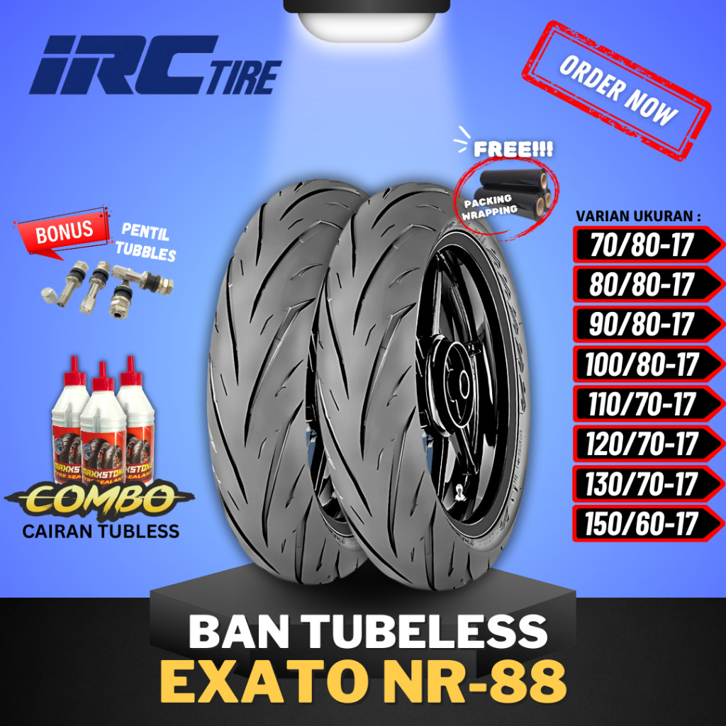 KelGo - [READY COD] BAN IRC EXATO NR88 TUBELESS RING 17 / IRC RING 17 BAN MOTOR BEBEK / BAN EXATO