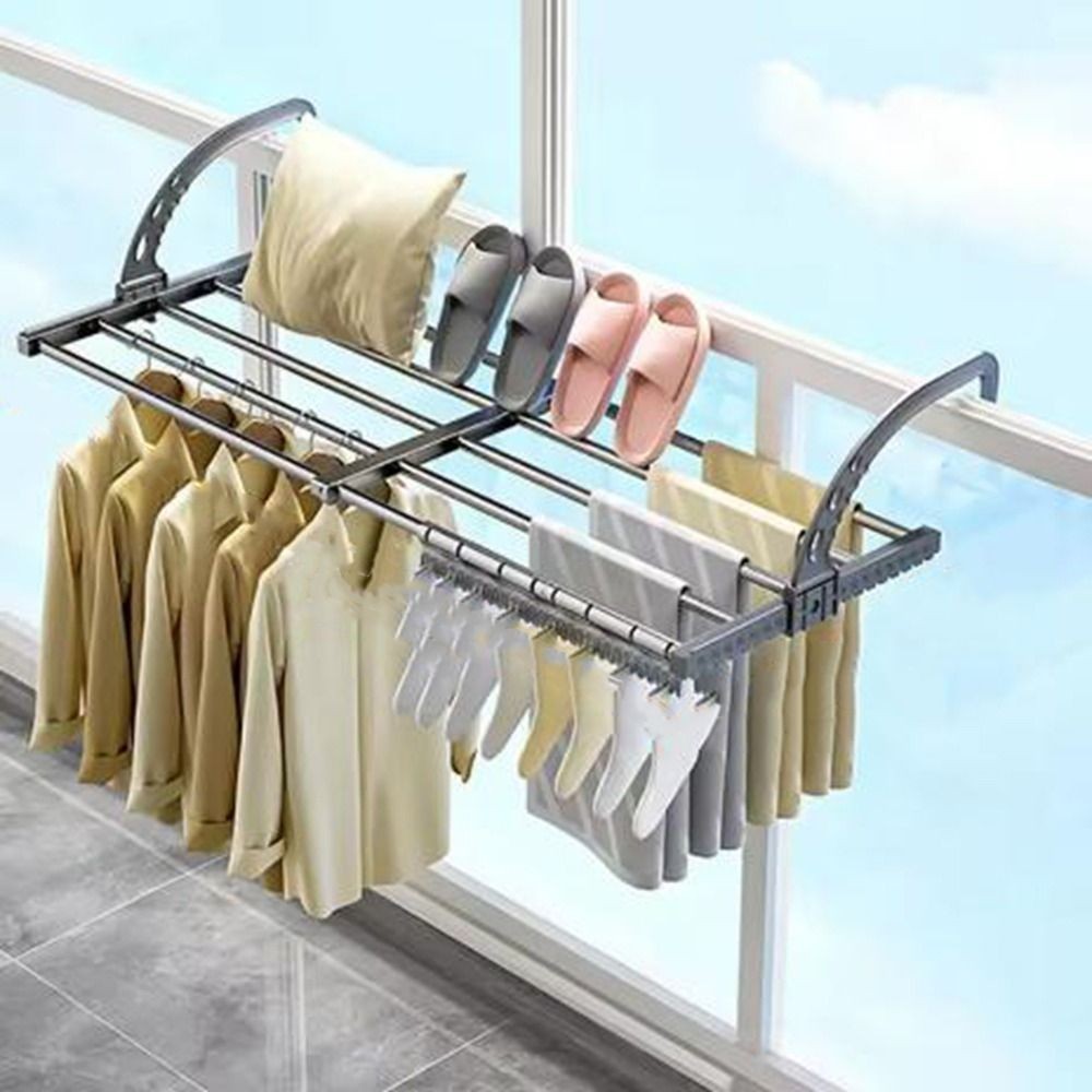 Carbon Steel Radiator Drying Rack Adjustable Foldable Balcony Drying Shoe Rack Space-Saving Clothes 