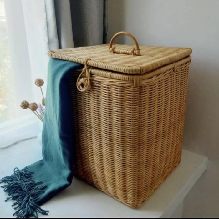 keranjang rotan laundry persegi besar