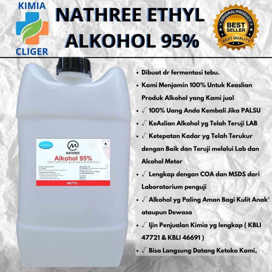 ALKOHOL SOLVENT FOOD 96% NATHREE / 70% 20 LITER FOOD NATHREE SOLVENT