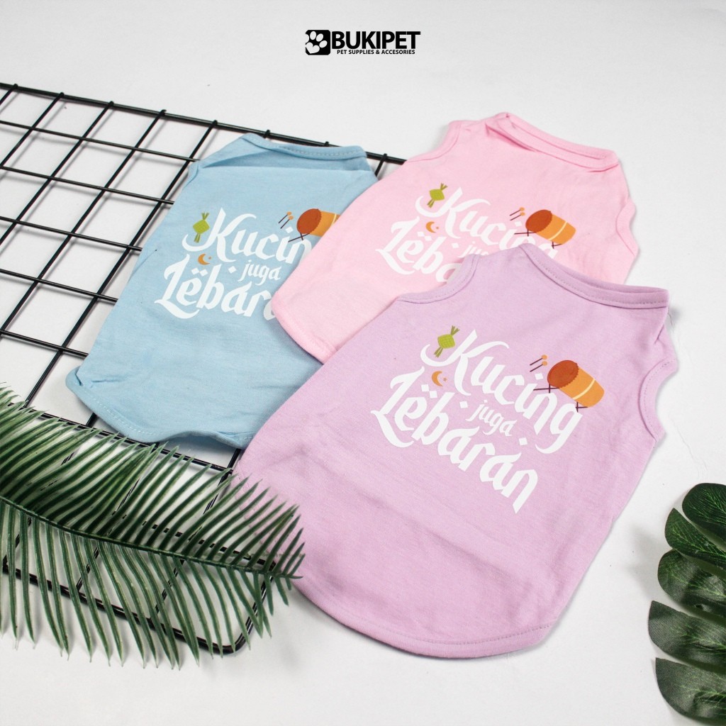 BAJU KUCING ANJING LUCU COWOK CEWEK  - BUKIPET KUCING LEBARAN TANK
