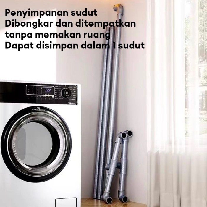 Jemuran Baju Stainless Kuat Besar Jemuran Baju Besi Gantungan Baju Berdiri Besar 220*80*160cm