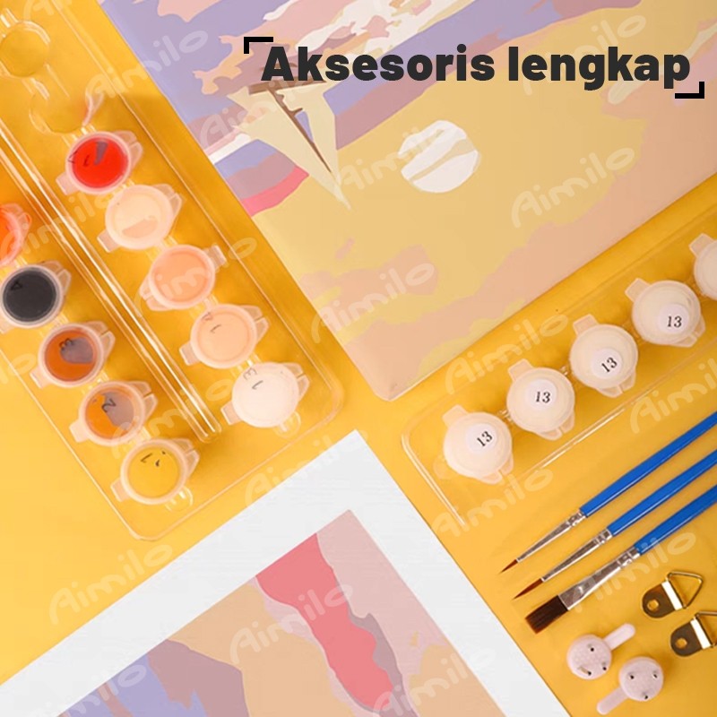 

Aimilo Paint By Number 20x20cm Lukisan Kanvas DIY Digital Painting Kit With Kanvas